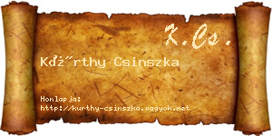 Kürthy Csinszka névjegykártya